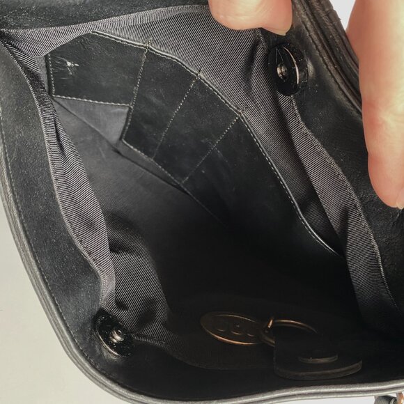 SAS Leather Bucket Handbag Shoulder Crossbody Adjustable Strap Black - Picture 8 of 16